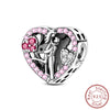 Love Heart Shaped Charms Silver Family Love Friendship Charms Fit Bracelet Bangle Women Jewelry Gifts - Image 14
