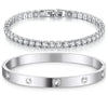 Stackable Gold Bracelets Bangles for Women Girls Gold Plated Cubic Zirconia Tennis Bracelet Stainless Steel Jewelry Gifts - Image 6