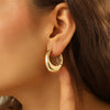 Stainless Steel Golden Double-Layer Hollow Flower Hoop Earring for Women Vintage Flower Earrings for Daily Wear Jewelry Gifts - Image 12