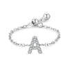 Silver 26 English Letters Adjustable Chain Finger Rings For Women Wedding Anniversary Jewelry - Image 23