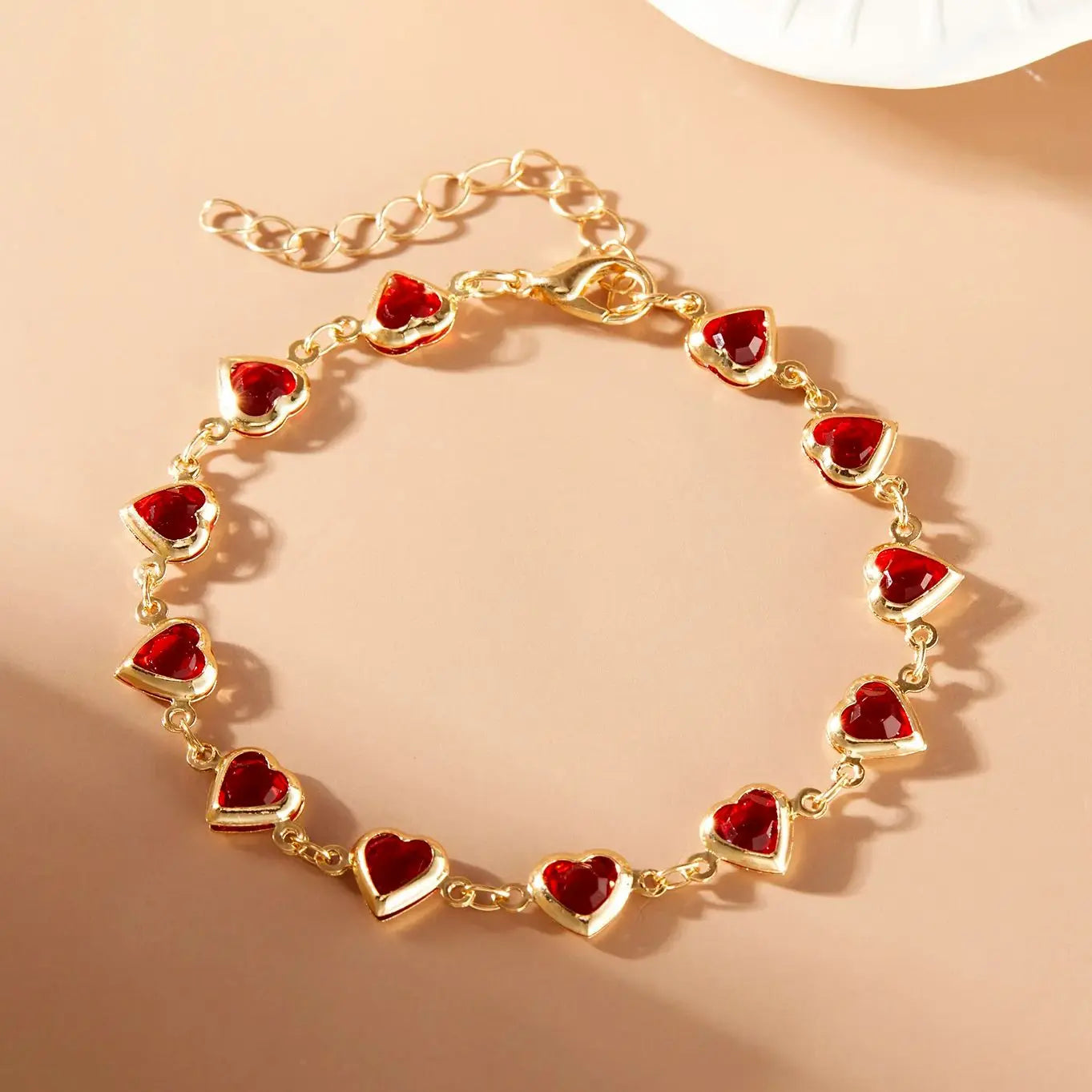 Elegant Red Crystal Zircon Metal Chain Bracelets for Women Colorful Heart Bracelets Party Wedding Wrist Charms Jewelry Gift - Image 1