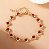 Elegant Red Crystal Zircon Metal Chain Bracelets for Women Colorful Heart Bracelets Party Wedding Wrist Charms Jewelry Gift - Image 1
