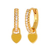 Huggie Silver Ear Needle Enamel Heart Pendant Hoop Earrings Circle Micro Set Zircon Earrings for women Gift - Image 17