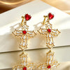 Baroque Water Drop Green Crystal Earrings French Court Style Blue Rhinestone Pearl No Pierced Ear Clips for Women's Gifs - Image 13