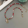 Christmas Necklaces for Women Girls Handmade Rice Beads X'mas Tree Santa Claus Snowman Gift Necklace Pendant Year Jewelry - Image 6