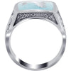 Mens Southwestern Style Turquoise Gemstone Inlay Howling Wolf Silver Ring - Image 6