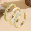 Three-Piece Enamel Flower Bracelet Set in Gold-Tone - Image 6