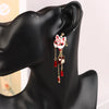 Chinese Style Fox Mask Folding Fan Asymmetrical Long Tassel Earrings For Women Girls Cherry Blossom Earring Christmas Jewelry - Image 3