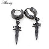 2PCS Stainless Steel Star Cross Snake Spike Skull Sword Blade Chain Feather Spider Dangle Women Men Huggie Hoop Earrings - Image 37