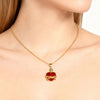 Red Sacred Heart of Jesus Necklace Immaculate Heart 22k Gold Plated Cross Necklace For Women Girls Catholic Jewelry - Image 2