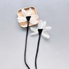 Two-Piece Fabric Flower Collar Brooch Set in Black or White - Image 9