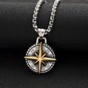 Two Tone Compass Pendant men's Necklace Stainless Steel Retro Hip-hop Style Silver Color Neck Chain Jewelry - Image 8