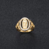 Classic Hip Hop Punk Gold Color Skeleton Flower Oval Mary Portrait Ring Unisex Party Jewelry Accessories - Image 1
