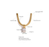 Geometric Square Cubic Zirconia Drop Snake Chain Collar Necklace Golden Jewelry Pvd Bulk Price - Image 18