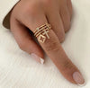 Nwe Stainless Steel Gold Plated Sun Rings for Women Stone Inlaid in Hollow Metal Texture Ring Jewelry - Image 4