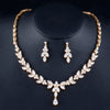 Brilliant Zirconia Leaf Necklace Earrings Rings Bracelets Set for Women CZ Drop Bridal Wedding Jewelry Sets - Image 10