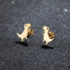 1Pair Minimalist Cute Female Stainless Steel Mini Dinosaur Stud Earrings For Girls Jewelry Accessory Gifts - Image 2