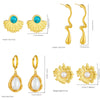 316L Stainless Steel Golden Flower Heart Moon Pearl Necklace Earrings Set For Women Girl Jewelry Suit - Image 4