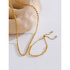 Stainless Steel Beads Chain Adjustable Necklace Bracelet Bangle Gold Silver Color Zirconia Jewellery - Image 2
