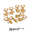 Ocean Style Pearl Conch Shell Starfish Drop Summer Hoop Earrings for Women Stainless Steel Holiday Daily Jewelry - Image 1
