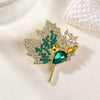 Zircon Maple Leaf Brooches for Women Rhinestone Plant Corsage Dress Jacket Accessories Party Jewelry - Image 2