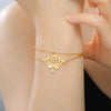 Lotus Pendant Bracelet Shiny Rhinestone Inlaid Double Hole Charm Bracelet Stainless Steel Wrist Jewelry Gift - Image 6