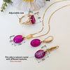 Oval Purple Crystal Fusion Stone Back Is Crystal Stone Necklace Earrings Rings Jewelry Set Elegant Women's Jewelry - Image 3