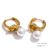Imitation Pearls Drop Stainless Steel Golden Korean Hoop Earrings Charms Jewelry Gift - Image 31