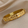 Simple Elastic Stainless Steel Bangles for Women Vintage Classic Heart Star Inlaid Rhinestone Bracelet Bangle - Image 5