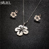Stainless Steel Lily Flower Necklace Set with Matching Earrings and 45 cm Chain - Image 2