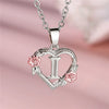 Cute Female A-Z Letter Flower Pendant Necklace Silver Color Wedding Jewelry Gift For Women - Image 16