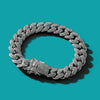 HipHop Men Women 13MM Prong Cuban Link Chain Bracelet Bling Iced Out 2 Row Rhinestone Paved Miami Rhombus Cuban Chain Jewelry - Image 4