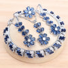 Women Silver Bridal Jewelry Sets Blue Cubic Zirconia Wedding Earrings Rings Bracelets Pendant Necklace Set - Image 1