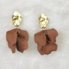 Gold Color Metal Leaf Acrylic Petal Flower Drop Earrings For Women Rose Pink Blue Orange Green Colors - Image 8