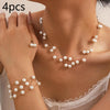 Elegant Multi-layer Stacked Imitation Pearl Necklace+Bracelet+Earrings Women's Jewelry Set Daily Party Wear Gift - Image 7