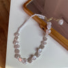 Wedding Party Jewelry Vintage Pearl Choker Necklace For Women Elegant White Imitation Heart Shape Pearl Necklaces - Image 5