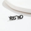 Creative Stainless Steel Yes And No Letter Stud Earrings for Women Jewelry Friendship Gift - Image 11