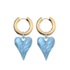 Acrylic Resin Leopard Heart Pendant Hoop Earrings Woman Gold Color Thick Stainless Steel Ear Buckle Female Jewelry - Image 8