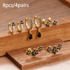 8PCS Stainless Steel Hoop Earrings Set For Women Crystal Flower Geometry Zircon Gold Plated Huggie Earring Piercing Jewelry - Image 7