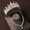 Bridal Wedding Jewelry 4-piece Set, Alloy Crystal Crown&Crystal Necklace&Earrings Women's Classic Wedding Tiaras - Image 1