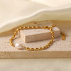316L Stainless Steel Vintage Fake Round Pearl Beads Chain Necklace Bracelet Single Pearl Pendant Jewelry Set for Party - Image 5