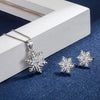 Silver Stud Earrings Crystal Snowflake Pendant Necklace For Women Jewelry Sets - Image 4