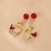 Imitation Pearl Crystal Black Red Tulip Flower Curved Back Hang Post Stud Earrings Two in One Jewelry Birthday Girl Gift - Image 6
