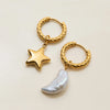 Daily Freshwater Pearl Star and Moon Pendant AB Earrings Gold-plated Stainless Steel All-match Women's Jewelry - Image 5