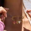 Stainless Steel Gold Color Plated Necklace with Paperclip Multi-Element Pendant Vacation Style Accessory - Image 2