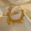 Stainless Steel Double Layered Love Heart Bracelet For Women Gold Color Ball Bean Chain Charm Bracelet Wrist Jewelry - Image 5