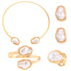 French Style Baroque Imitation Pearl Necklace Bangle Earrings Ring Set For Women Punk Clavicle Chain Torques Jewelry Set - Image 7