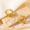 316L Stainless Steel Gold Color Twist Hoop Earrings For Women Holiday Gift Ear Buckle Jewelry - Image 3