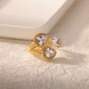 Gemstone Flower Stainless Steel Rings Zircon Adjustable Ring Women Wedding Anti Fading Jewelry Vacation Accessories Gift - Image 9
