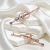 Shiny Purple Zircon Drop Earrings For Women Rose Gold Color Bride Wedding Jewelry Crystal Gift - Image 4